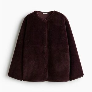 H&M Teddy Jacket - burgundy